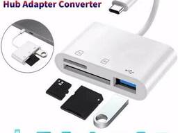 Адаптер 3 в 1 Type-C, TF, CF, SD, кард-ридер, Рекордер, Компактная флэш-память USB-C. ..