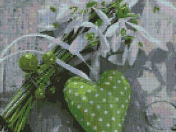 Алмазная мозаика «Зеленое сердце» Strateg FA40801 40х50 см