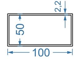 Алюмінієва труба прямокутна 100x50x2.2