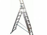 Алюминиевая трехсекционная универсальная лестница 3 Х 6 ступеней (драбина) - фото 1