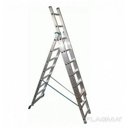 Алюминиевая трехсекционная универсальная лестница 3 Х 6 ступеней (драбина)