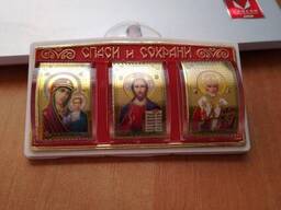 Автомобільна ікона оберіг потрійна на присосці