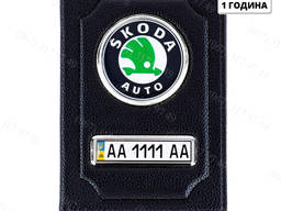 Обложка на права с номером и лого машины украина