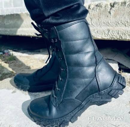 Берці черевики тактичні зимові на євро овчині шкіряні TERMIN BLACK МЕХ колір чорний р40-47