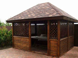 Беседка из дерева. Альтанка. Пристройка. Веранда