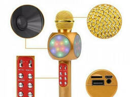 Беспроводной Bluetooth микрофон для караоке Wster WS-1816, золотой