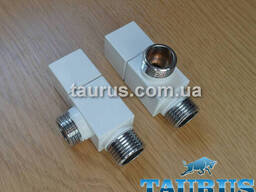 Білий кутовий кран ThermoPulse CUBE white квадратної форми для рушникосушок, 1/2....