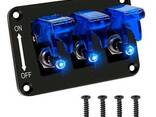 Блок із вимикачами тумблерними на 3 канали синій 95х65 мм - фото 2