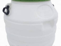 Бочка пластиковая пищевая белая бидон 48 л широкая горловина для молока и воды