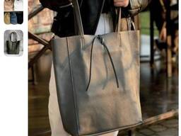 Большая сумка шоппер кожаная Италия Вера Пелле мешок TS000092 черная белая