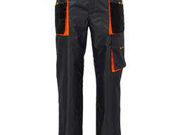 Брюки на флісіі, колір сіро-чорний з помаранчевими вставками, арт. 6455