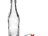 Бутылка Квадратная Бугельная, стеклянная (прозрачная) 1 л. с бугельной пробкой - фото 1
