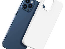 Чехол Baseus Liquid Silica Gel Magnetic+защитное стекло для iPhone 12 Pro Max Бел. ..