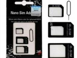 Черный переходник адаптер 4в1 SIM (Mini SIM)-Micro SIM-Nano
