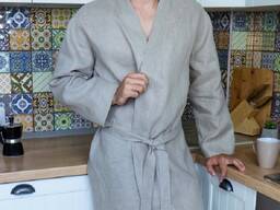 Чоловічий халат з натурального нефарбованого льону