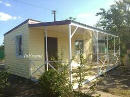 Модульный дом с террасой. Уютный дачный домик.