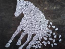 Декор панно StringArtStudio Horse (Стрінг Арт Студія "Кінь") LED підсвітка