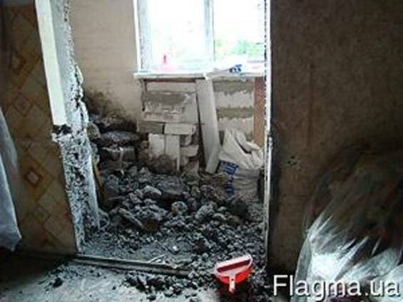 Демонтаж стін, підлог, перегородок, конструкцій бетонних, кір