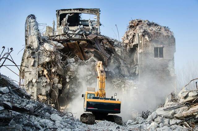 Демонтаж зданий, Услуги Аренда экскаватора с гидромолотом.