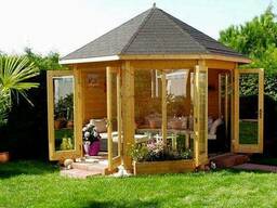 Деревянная шестигранная беседка "Комфорт"