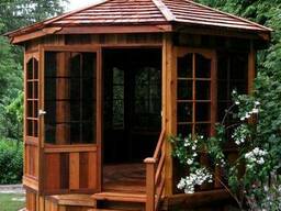 Деревянная восьмигранная беседка для дачи