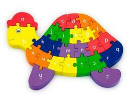 Деревянный пазл Viga Toys Черепаха по буквам и числам (55250)