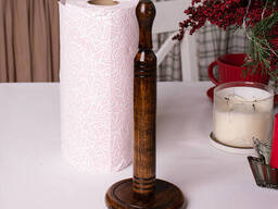 Держатель для бумажных полотенец деревянный темный с продолговатым наконечником H 29 cm