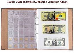 Держатель для коллекции монет из полиуретановой кожи на 150 монет, 240 банкнот Coin...