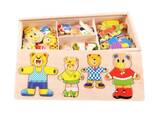 Детская деревянная игрушка пазл "Одень мишек" - фото 1