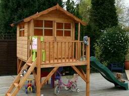 Детский деревянный домик с горкой №1 Под заказ