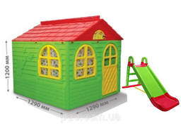 Детский игровой домик с горкой ТМ Doloni, большой пластиковый домик и горка