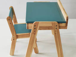 Детский столик с выдвижным ящиком и стульчик Tatoy для детей 2-7 лет Темно-зеленый