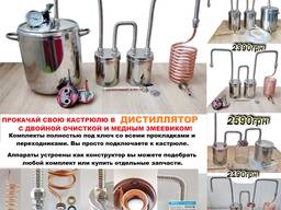 Дистиллятор, самогонный аппарат с медным змеевиком для вашей емкости