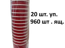Двухслойные гофрированные бумажные стаканы 180 мл красные, прочные и термостойкие, для...