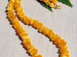 Елегантне матове світле янтарне кольє, ожерелье из натурального желтого янтаря