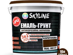 Емаль – Грунт 3 в 1 акрил-поліуретанова шовковисто-матова Skyline RAL 8017 Коричнева 12 кг
