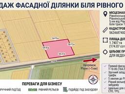 ФАСАДНА ДІЛЯНКА 1,7407 га біля рівного — 5 км від міста!
