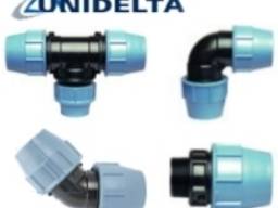 Фитинги Unidelta, d 16-110 мм, зажимные, для PE и PP труб