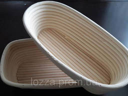 Форма корзинка для расстойки хлеба, теста из ротанга на 0.75 кг овальная с чехлом