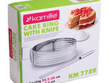 Форма-слайсер Kamille для бисквита регулируемая 24,5 - 30 см с ножом - фото 3