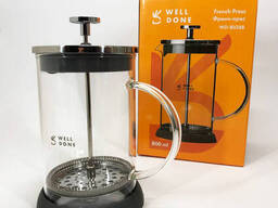 Френч-пресс Well Done WD-8038B из термостойкого стекла 800 мл, Необычный заварник для чая