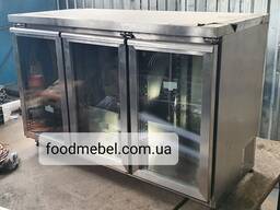Фригобар 1500х600х850 со столешницей 3 двери стеклянные агрегат нижний