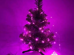 Гирлянда светодиодная роса на батарейках розовая, провод прозрачный, 5м