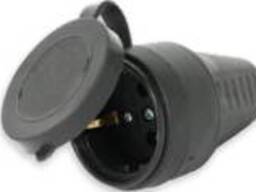 Гнездо с заземлением Neomax с крышкой 16А каучук Черное/Красное