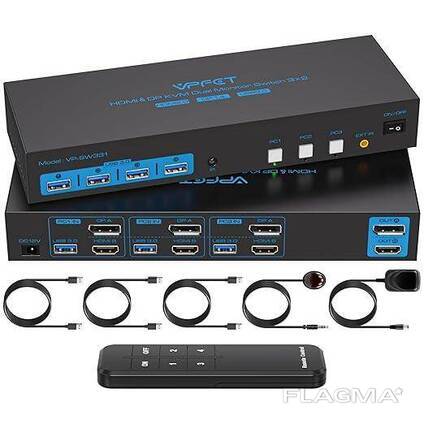 Vpfct HDMI 2.0 + DisplayPort 1.4 KVM Switch Vp-sw331 для 3 компьютеров и 2 мониторов