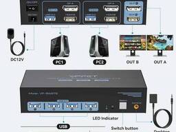 HDMI Displayport KVM 2 монитора 2 компьютера 4K/60Hz (vp-sw272)