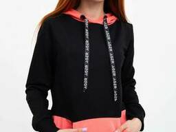 Худи женское 102R051 цвет Черно-розовый
