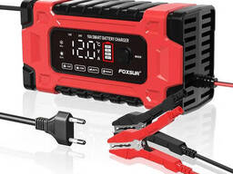 Импульсное зарядное устройство Foxsur 12V 10A (красная) для авто/мото аккумуляторов