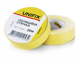 Изоляционная лента жёлтая ПВХ 0.17×18 мм 20 м (упаковка, кратно 10 шт) Unifix