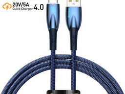 Кабель Type-C на USB с подсветкой Baseus Glimmer Series Fast Charging (1m, 100W, 6A. ..